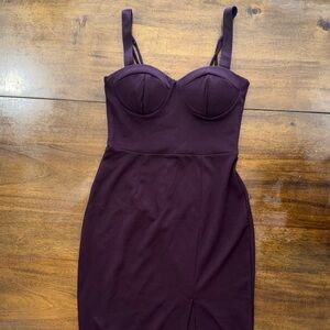 Trixxi Burgundy Padded Bra Top Sleeveless Pencil Dress Front Slit Womens size XS